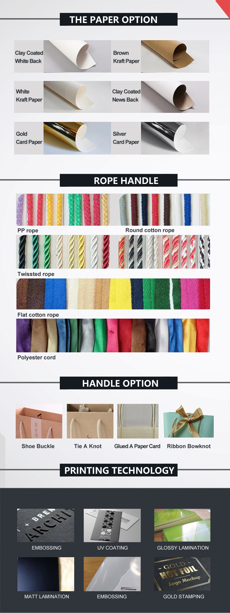 Simple Style Gift Bags With Ribbon Handles CMYK 4 Color Offset Printing
