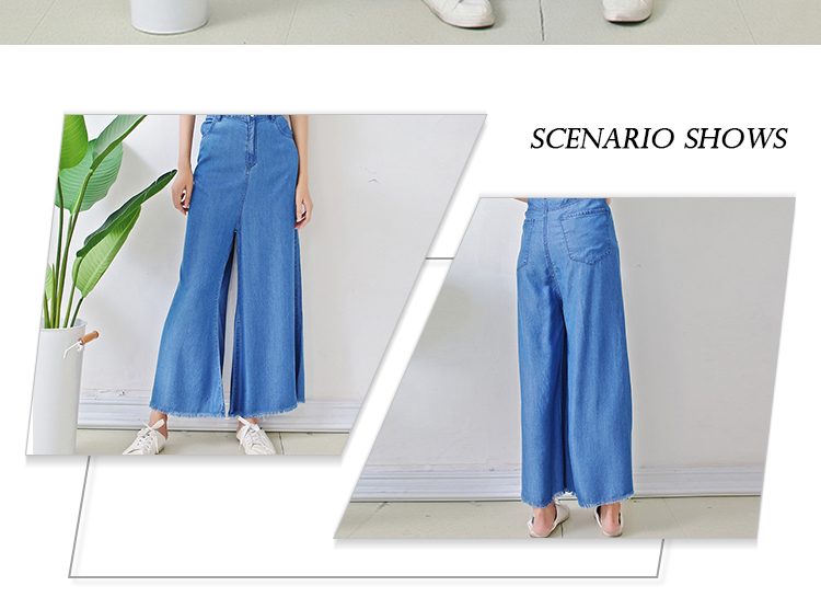 Loose Fit High Waist Denim Wide Leg Jeans Bell Bottom Trousers For Young Ladies