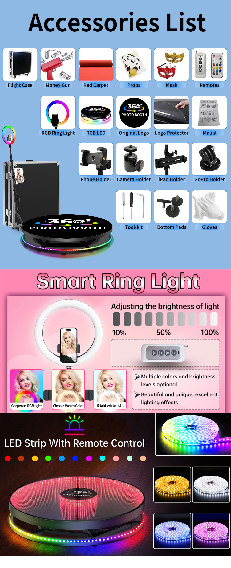 360 Spinner Degree Platform Portable Selfie Business Photo Booth for 1-Stop Shopping