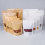 Heat Sealing BOPP Brown Kraft Paper Food Pouches Zipper Lock With Valve