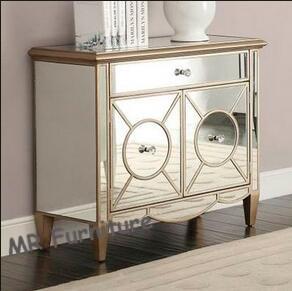 Wholesale Gold Mirrored Door Cabinet Corner Chest Bed Side Table for Bedroom Furniture from china suppliers