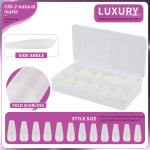 500pcs/Box Medium Coffin Nail Tips Natural Matte Full Cover Acrylic Pre-Shaped