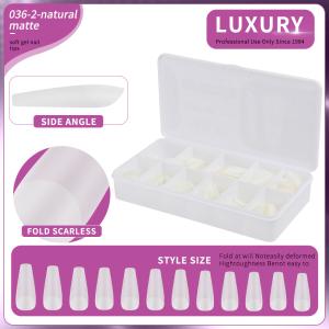 Wholesale 500pcs/Box Medium Coffin Nail Tips Natural Matte Full Cover Acrylic Pre-Shaped Nail Tips 11 Sizes from china suppliers