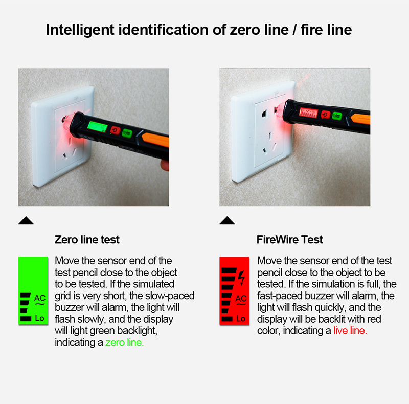 Non-contact AC Voltage Detector meter LCD Display NCV Sensitivity Alarm Electric Circuit Breaker Finder Pencil Tester