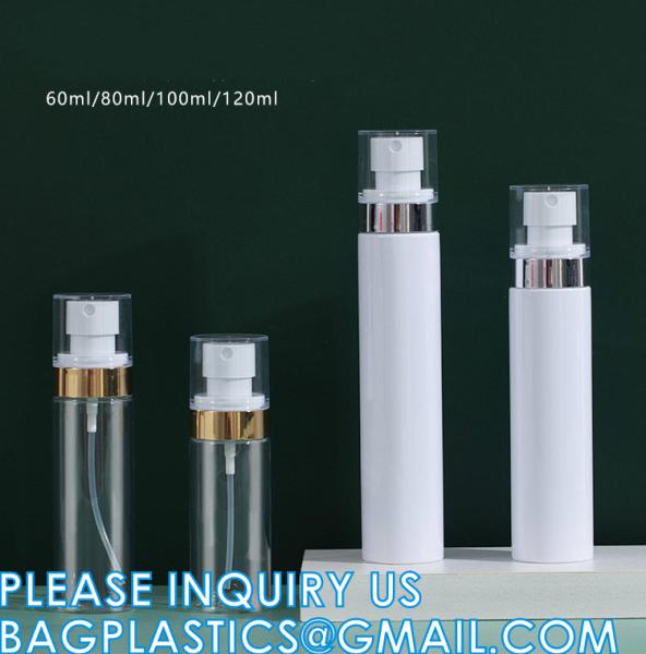 Cosmetic Spray Bottles PET Plastic 60ml 80ml 100ml 120ml Gold Plating Pump Water