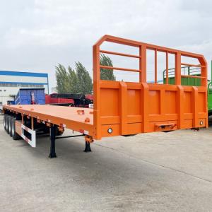 Wholesale TITAN40/45/48/52ft Tri Axle flatbed Semi Trailer with Front Wall for Sale in Zambia from china suppliers