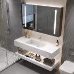 Oem Bathroom Vanity Units Sintered Stone Countertop Basin Led Mirror Storage