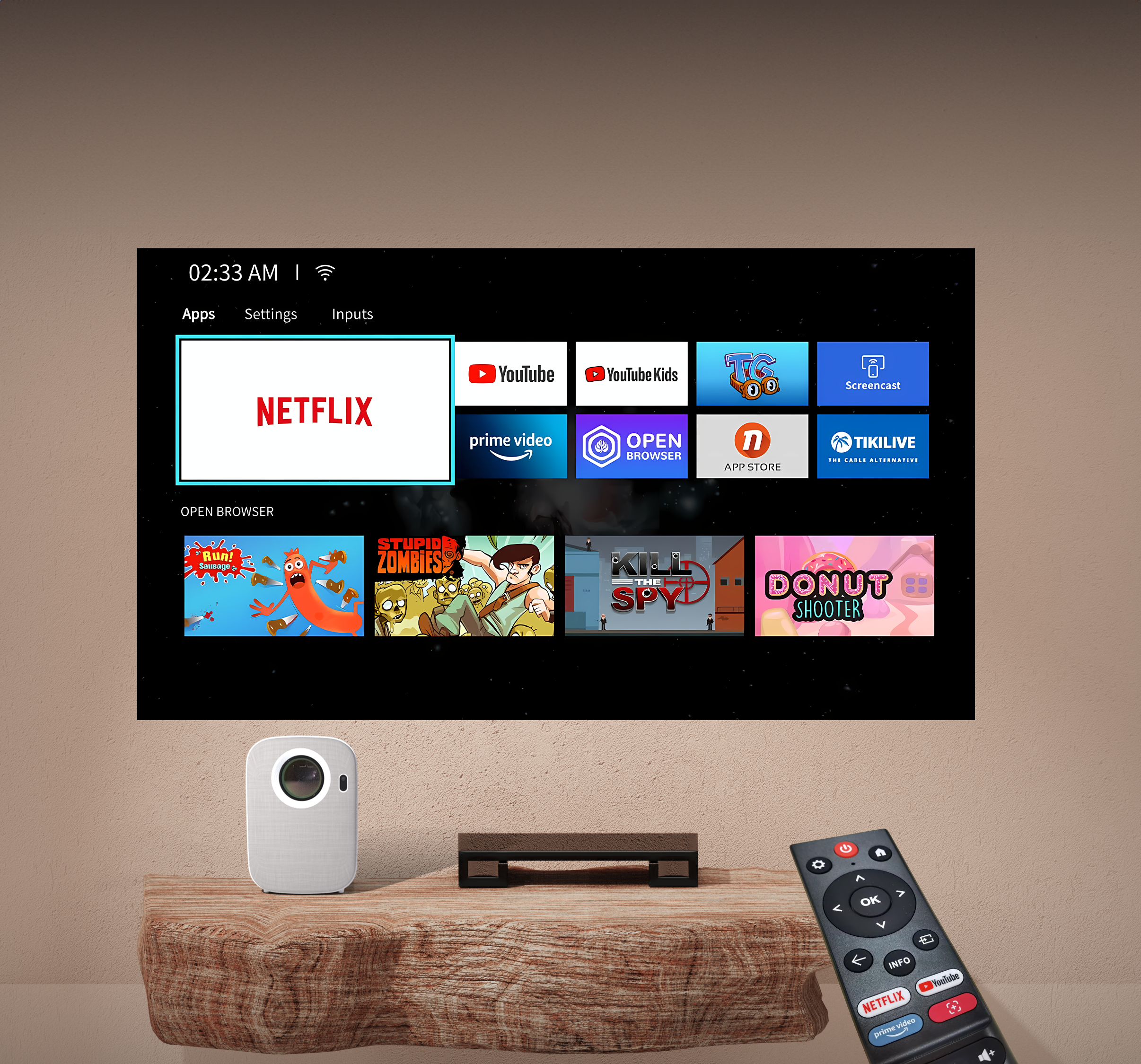 F8 Mini Full HD Netflix Licensed Projector 250 ANSI Lumens Linux Projector