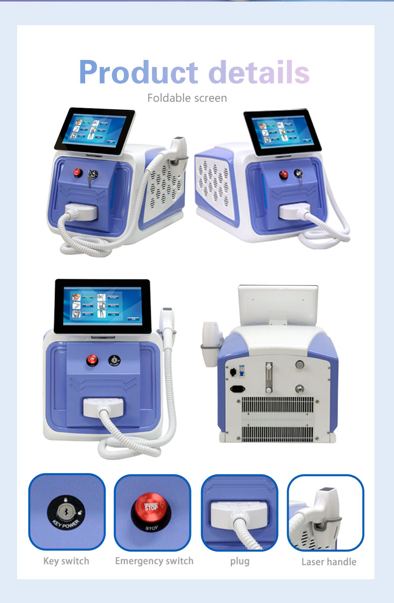 Portable 810nm Trio Depilation Diode IPL Laser Beauty Machine 3 Wavelengths