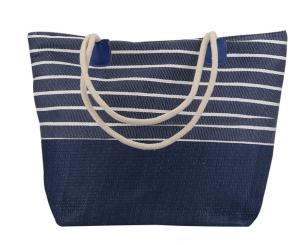 Wholesale Cotton Canvas Blue And White Striped Beach Bag Ladies Simple Casual Style from china suppliers