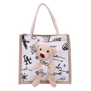 Wholesale Cationic Polyester Fabric Personalized Shopping Totes Open 45cm White Black Graffiti from china suppliers
