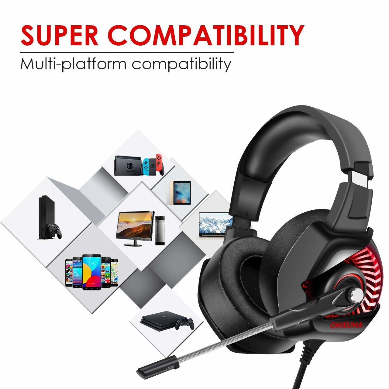 Noise Cancel 32ohm 2.2m 100mA Onikuma K6 Gaming Headset