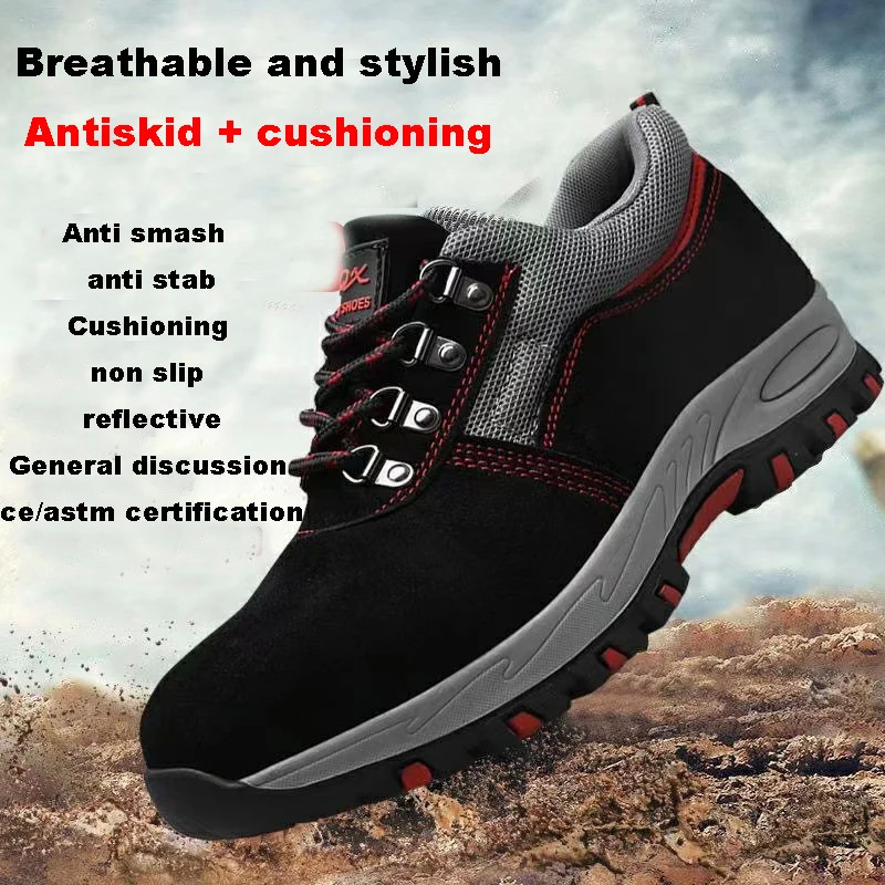 Best-Selling Anti-Odor Leather Anti-Crushing Anti-Puncture Men'S Labor Safety Steel Head Shoes Anti-Slip Labor Protectio