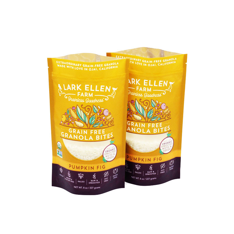 Custom Printing Aluminum Foil Snack Packaging Zipper Bag For Granola Food with Window