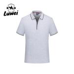 Knitting Embroidery Short Sleeve Polo T Shirts Cotton Button Turn Down Collar