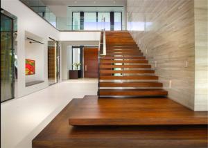 Wholesale Straight Oak And Glass Staircase Simple Design For Residential , Public Project from china suppliers