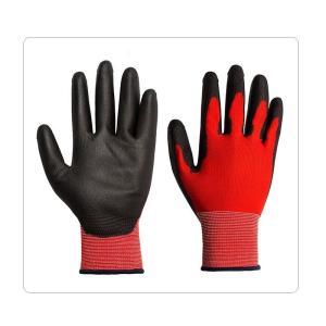 Wholesale Agriculture Red Polyester Knit PU Coating Work Gloves For Warehousing from china suppliers