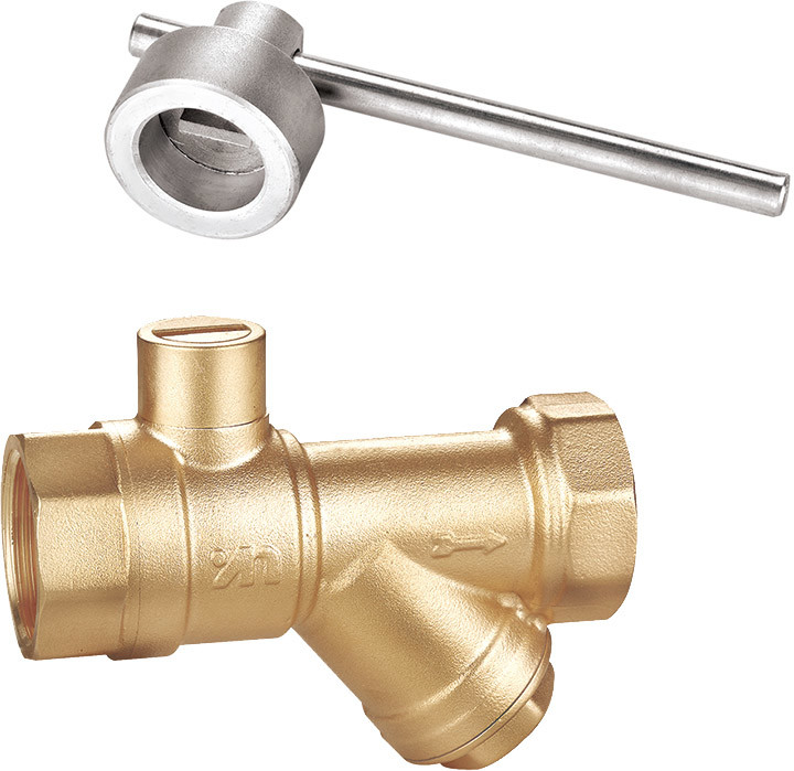 1403 Magnetic Lockable Brass Ball Valve DN20 DN25 DN32 with Straight Line Patterned Stemhead & Built-in Filter Function