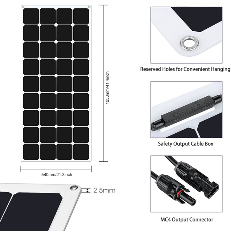 12V 24V Mono Flexible Pv Panels Rollup Solar Panel 160W 250W 220W