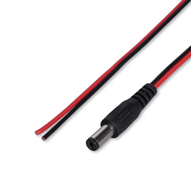 Red Black DC Male 5.5x2.1mm Barrel Jack to Stripped Open Bare End Tinned Wire Cable