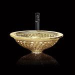 Chromed Clear Glass Bowl Sink Golden Wash Hand Modern Crystal Bathroom Vanity