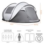 280*200*130CM Grey Waterproof PU2000MM Coated 190T Polyester 4-Season Pop Up