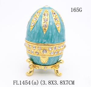Wholesale Russian Faberge Easter Egg Vintage Style Easter Egg Box Egg with Rich Enamel Sparkling Rhinestone Jewelry Trinket Box from china suppliers