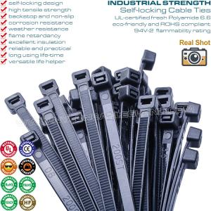 Wholesale 0.30&quot; Width Industrial Zip Ties 10&quot;~20&quot; Lengths, Heavy Duty Black Polyamide Cable Ties with 120lbs for Outdoor from china suppliers
