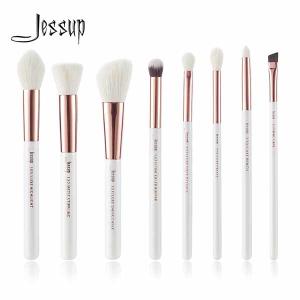 Wholesale Jessup 8pcs Natural Makeup Brushes Set White Wood Handle from china suppliers