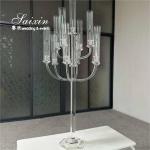 Beautiful Clear Glass Crystal Candelabra With Tall Glass Jars For Wedding