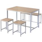 Metal Frame Wooden 4 Piece Dining Room Table And Chair Set 27.5''W Table