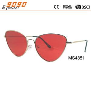 Wholesale Women's fashionable sunglasses with metal frame, UV 400 Protection red Lens from china suppliers