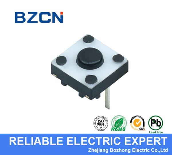 White Cover Black Push Button 12X12mm Tactile Switch 2 Pin Terminal Silent