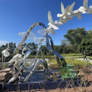 Wholesale Wetland Park Stainless Steel Sculptures Realistic Crane Egret Metal Sculpture from china suppliers