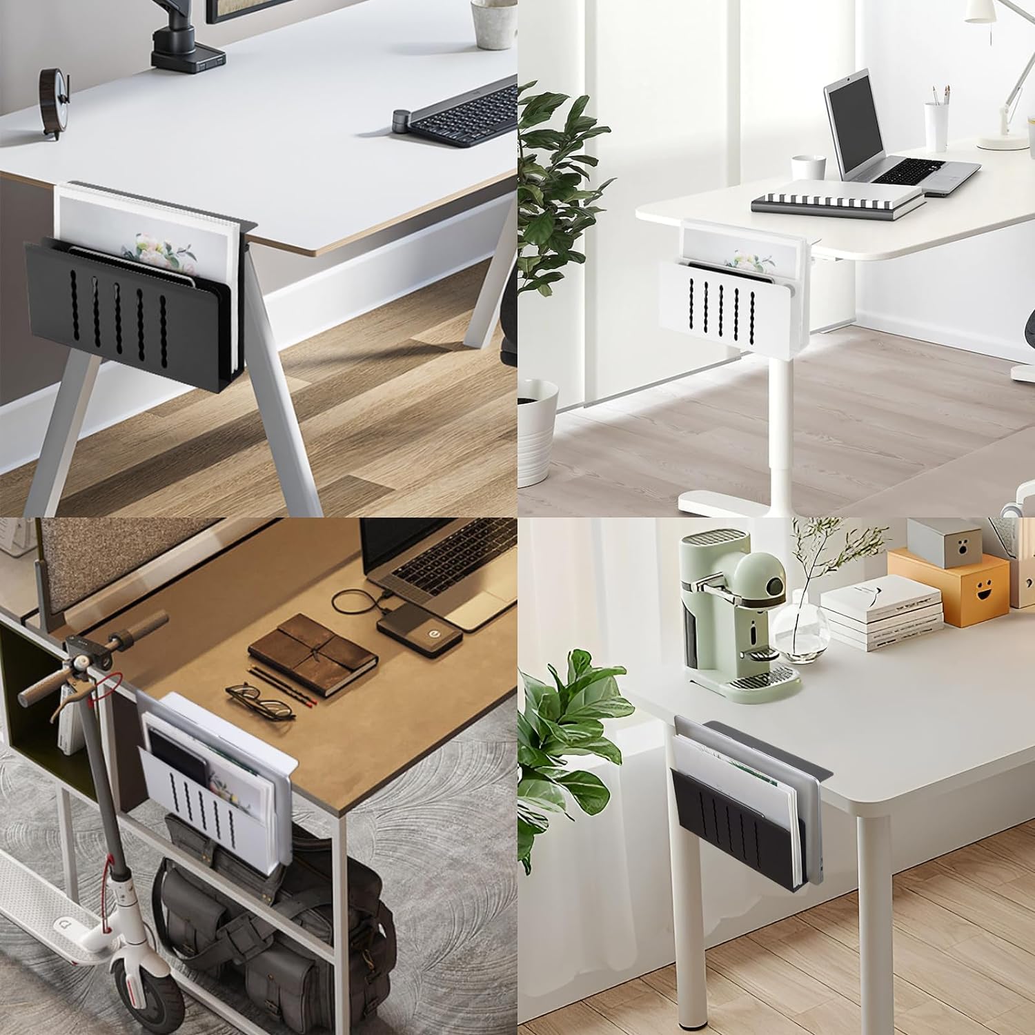 Office Under Desk Storage Hanging Side Desk Organizer with Adjustable Laptop Holder Stand