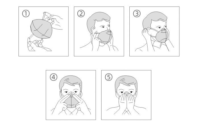 Foldable Multi layer N95 Face Mask Non Woven Material Adjustable Nose Clip