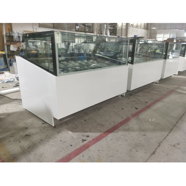 Frost Free Countertop Glass Ice Cream Showcase With Back Sliding Door