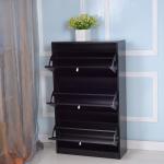 Living Room Black 105cm Solid Wood Shoe Rack