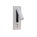 Adjustable recessed flexible LED headboard reading lamp USB aluminum hotel villa