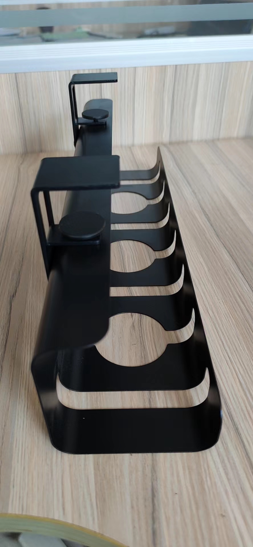 Single Tier Black Oval 3-Hole Adjustable Wire Storage Rack for Under Table Efficiency