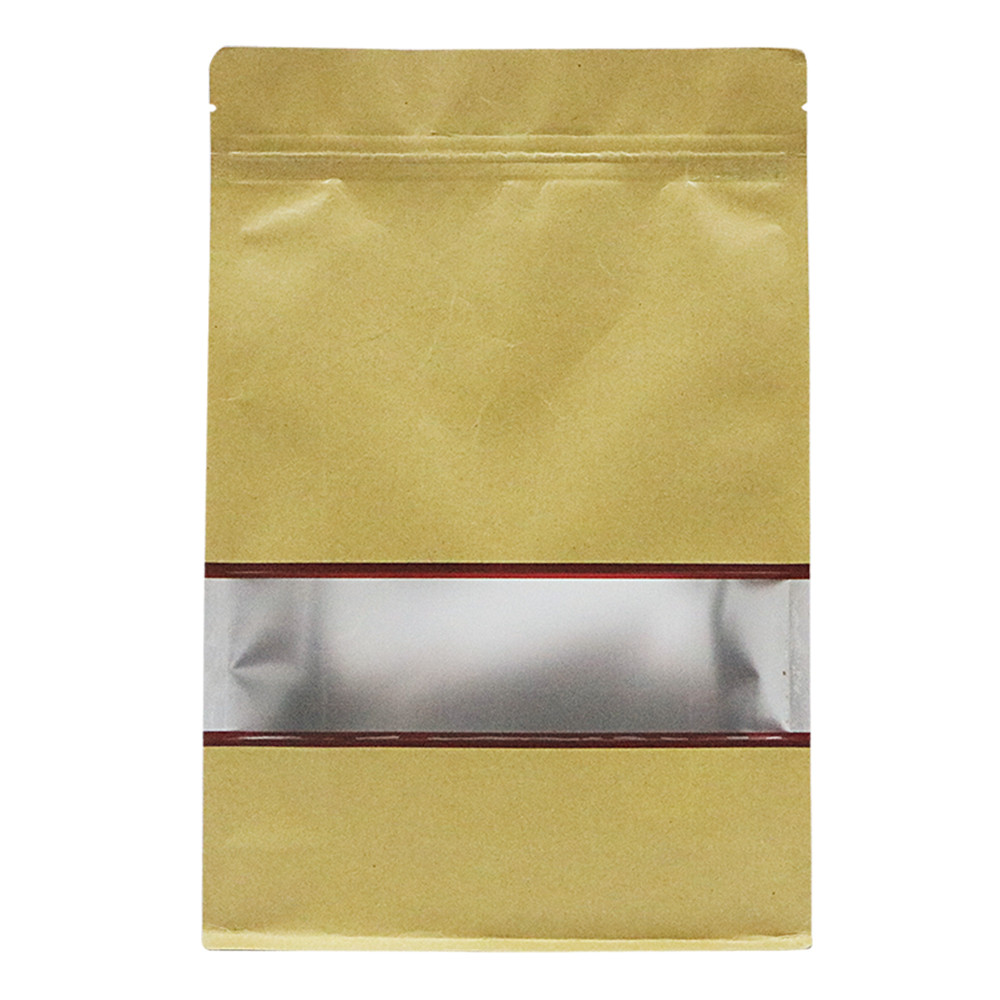 stand up zip pouch brown Kraft paper bags dried food packaging bags with window
