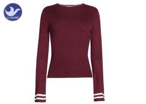 Wholesale Long Trumpet Sleeves Womens Knit Pullover Sweater Stripe Edges Knitwear Anti - Shrink from china suppliers