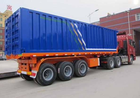 Hydraulic Sand Transporting Dump Truck Semi Trailer Type Landing Gear Standard 28 Ton