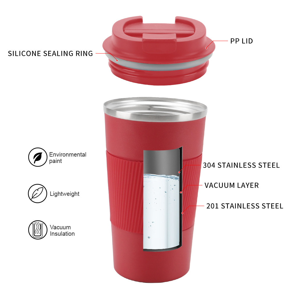 Insulated 12oz 17oz Leakproof Coffee Cup With Lid Thermal Coffee Tumbler Stainless Steel Keep Cold And Hot Gift For Men Women
