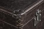 Antique Full Top Genuine Leather Storage Trunk Lifted Cover Plywood Frame For