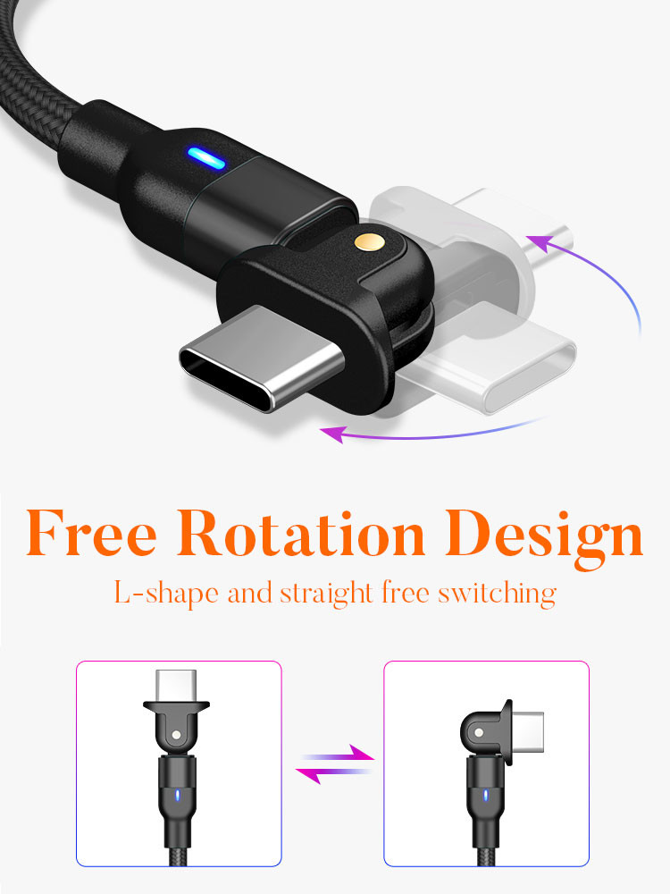 Data Transfer 2M Magnetic USB Charging Cable SGS 2 In 1 USB C Cable