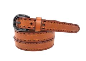 Wholesale 23mm Wide Tan Color Women's Fashion Leather Belts With Hollow - Out Round Alloy Buckle from china suppliers