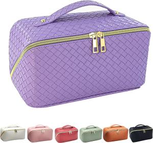 Wholesale Waterproof Portable Leather Makeup Organizer Bag with Dividers and Handle from china suppliers