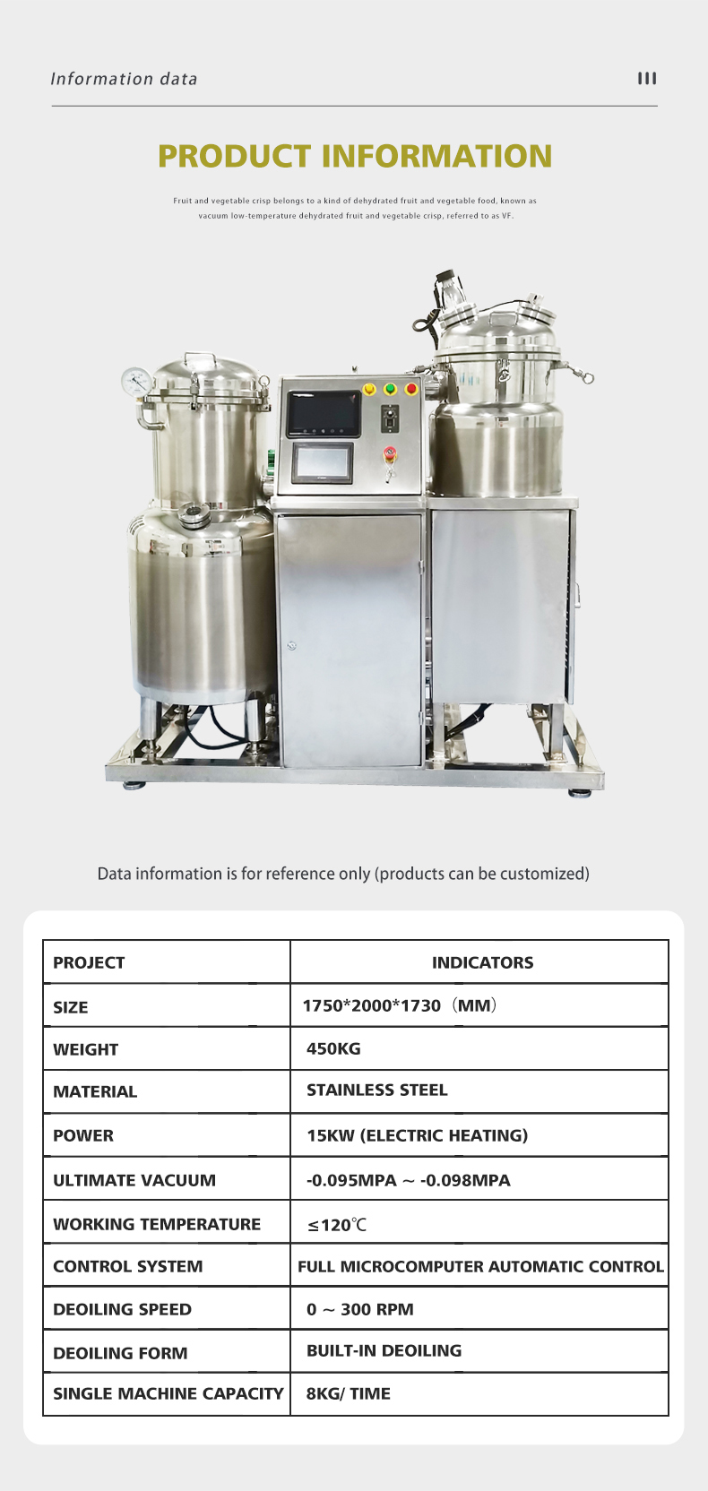 Stainless Steel Vacuum Fryer Machine For 380V Voltage 6L Fry Snacks Low Oil
