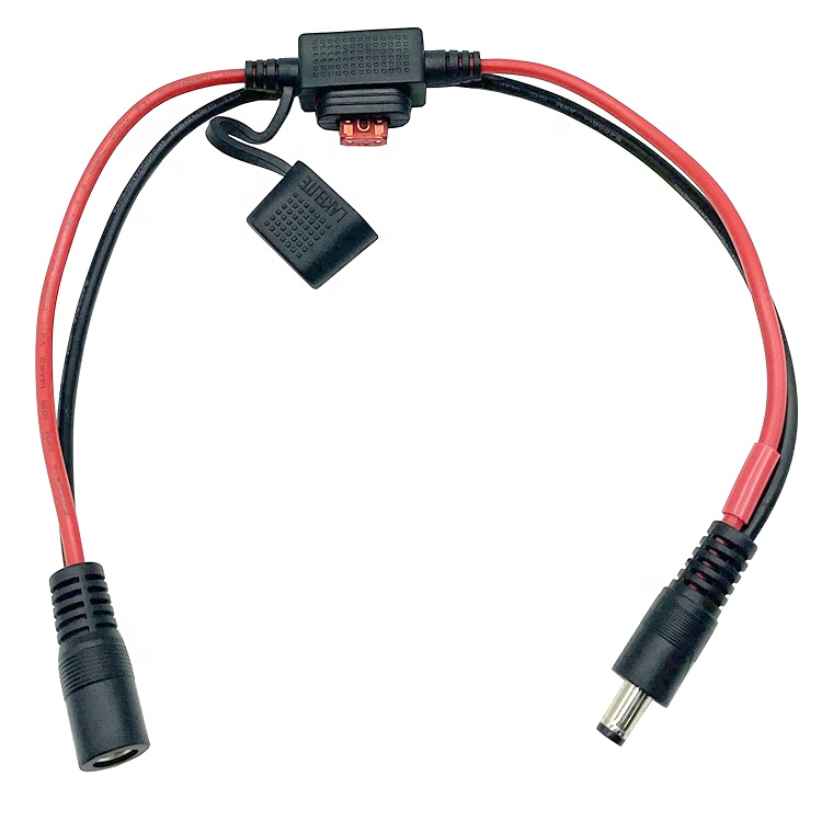 10A Fuse DC Jack 5.5x2.1mm to SAE Plug Power Extension Cable for Motorcycle Solar Panel Charger